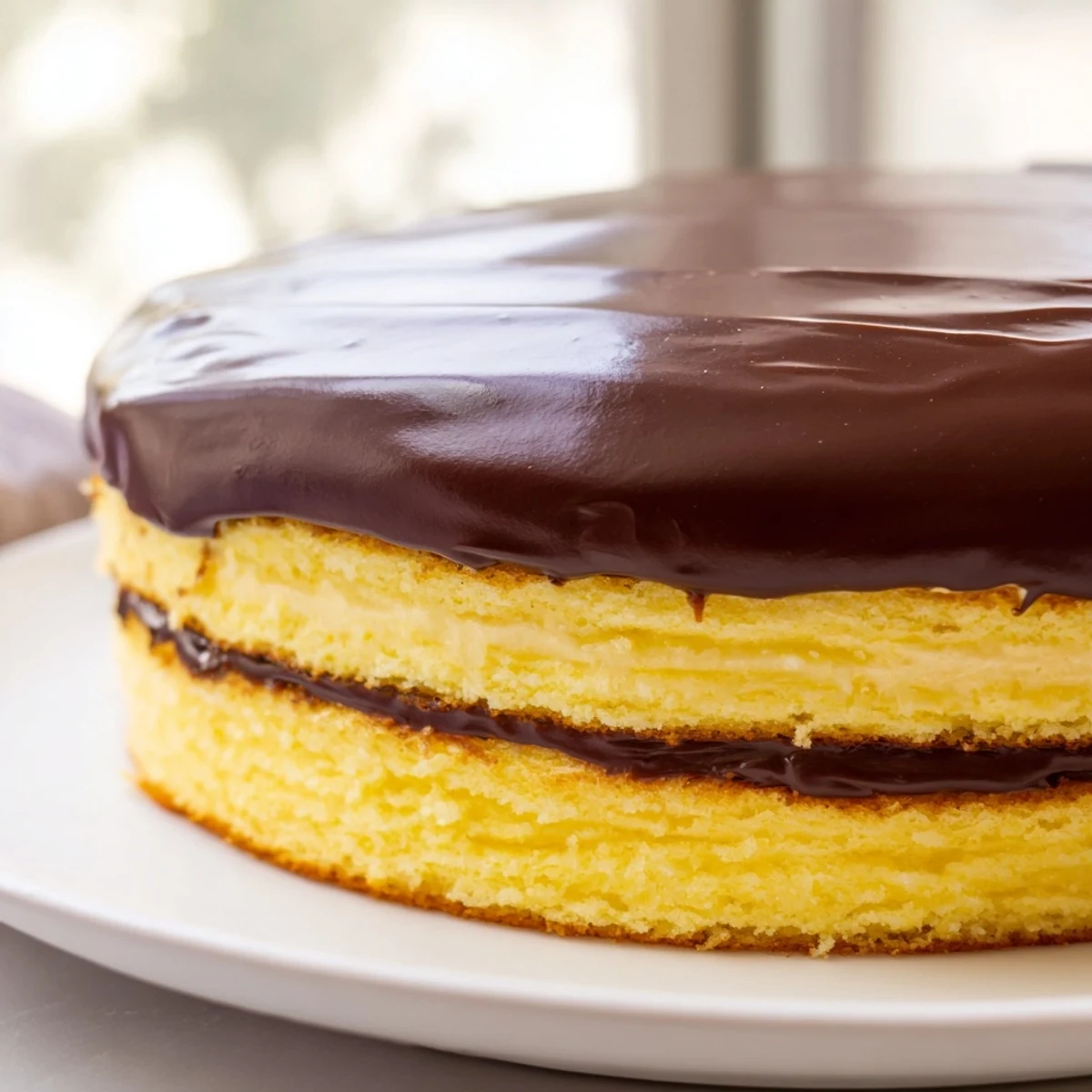 Moist Ho Ho Cake slices, layered with creamy filling and covered in rich chocolate ganache.