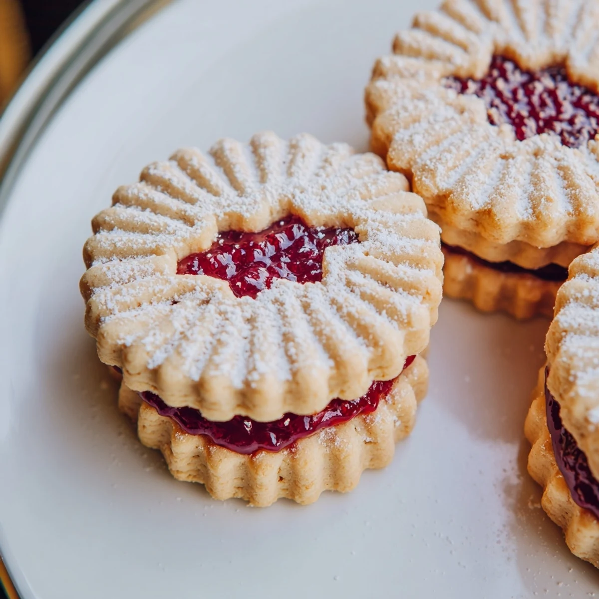 Tender almond cookies jam sandwich