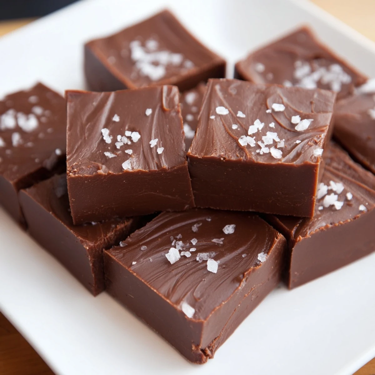Freshly cut fudge squares, a classic American dessert, rich with melted chocolate and vanilla.