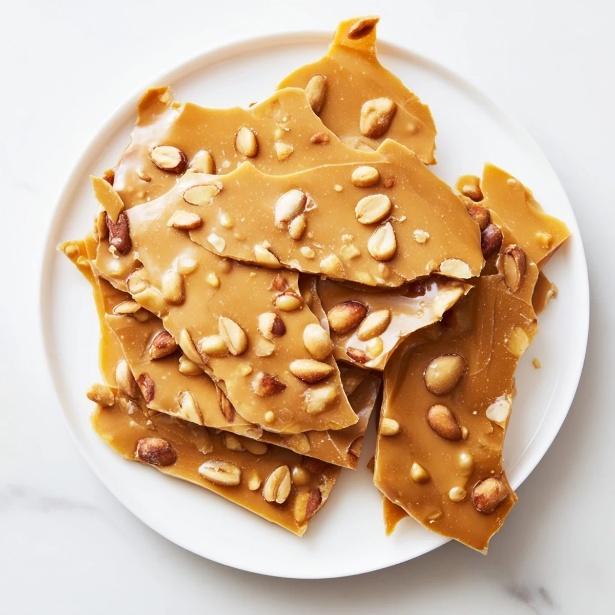 Enjoy homemade American Peanut Brittle, a sweet treat best served with a cup of coffee.