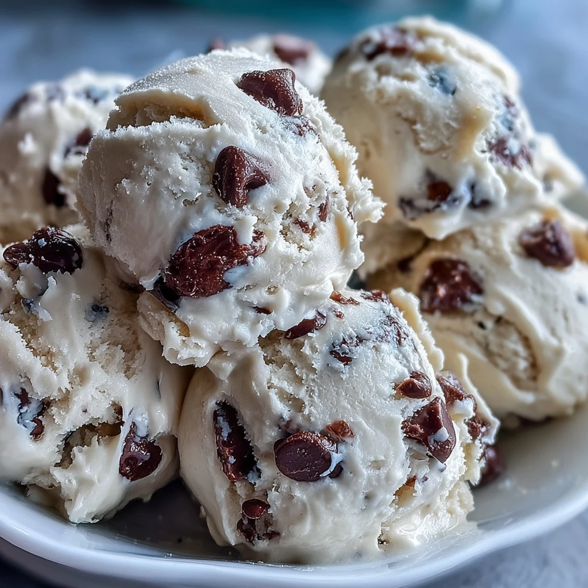 Cold Greek Yogurt Cookie Dough served from the fridge, topped with a drizzle of honey.