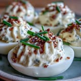 Creamy deviled eggs with everything bagel seasoning, a delicious appetizer for any gathering.