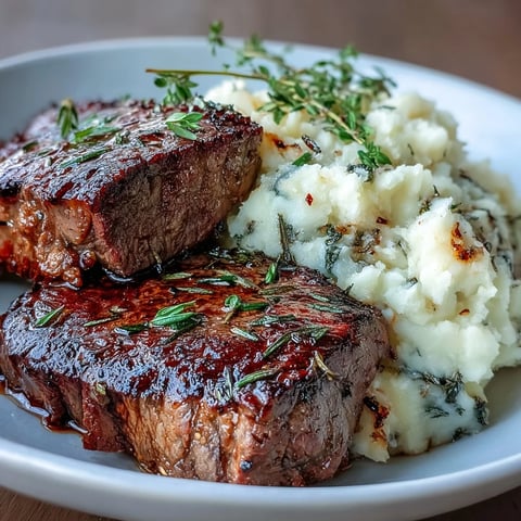 Juicy, pan-seared venison steaks rest atop creamy caraway crushed swede, with butter melting into the warm, aromatic mash.