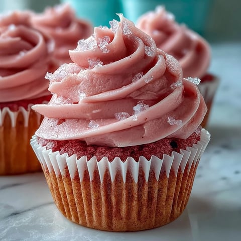 Freshly baked Pink Velvet Cupcakes with Vanilla Buttercream Frosting arranged on a cooling rack with vibrant pink crumbs.