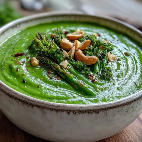 Vibrant green Big Green Immunity-Boosting Vegetable Soup being blended for a silky smooth finish.