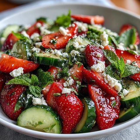 Cucumber Strawberry Mint Salad