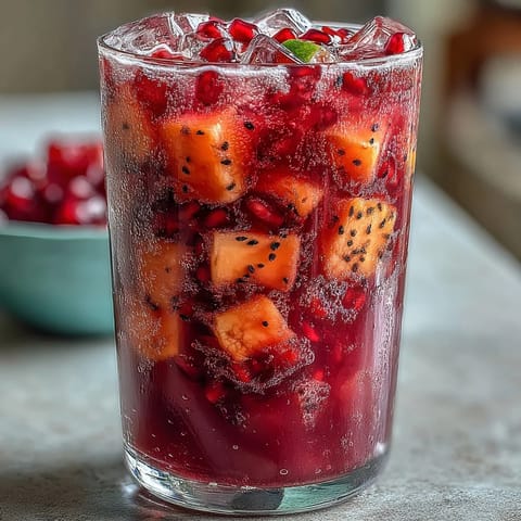 Creamy mango dragonfruit refresher, a perfect icy drink for hot summer days at home.