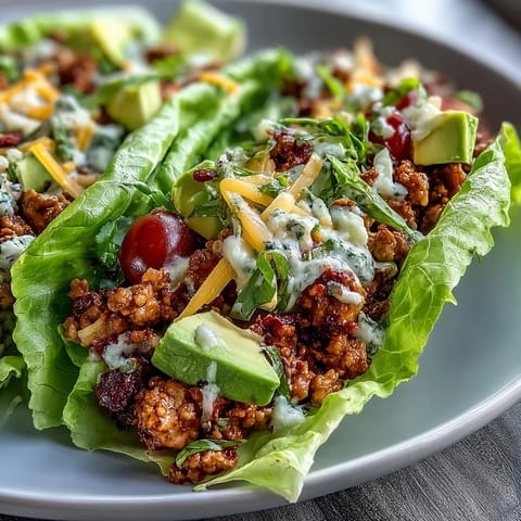 These low carb turkey taco lettuce wraps are bursting with flavor and vibrant garnishes.