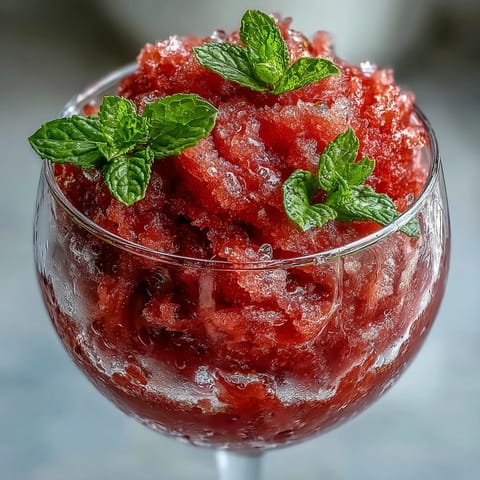 A refreshing glass of Watermelon Mint Frosé, perfect for a cool summer sip.