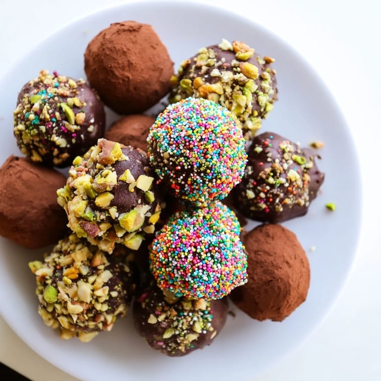 These delightful chocolate truffles offer a variety of textures in every delicious bite.