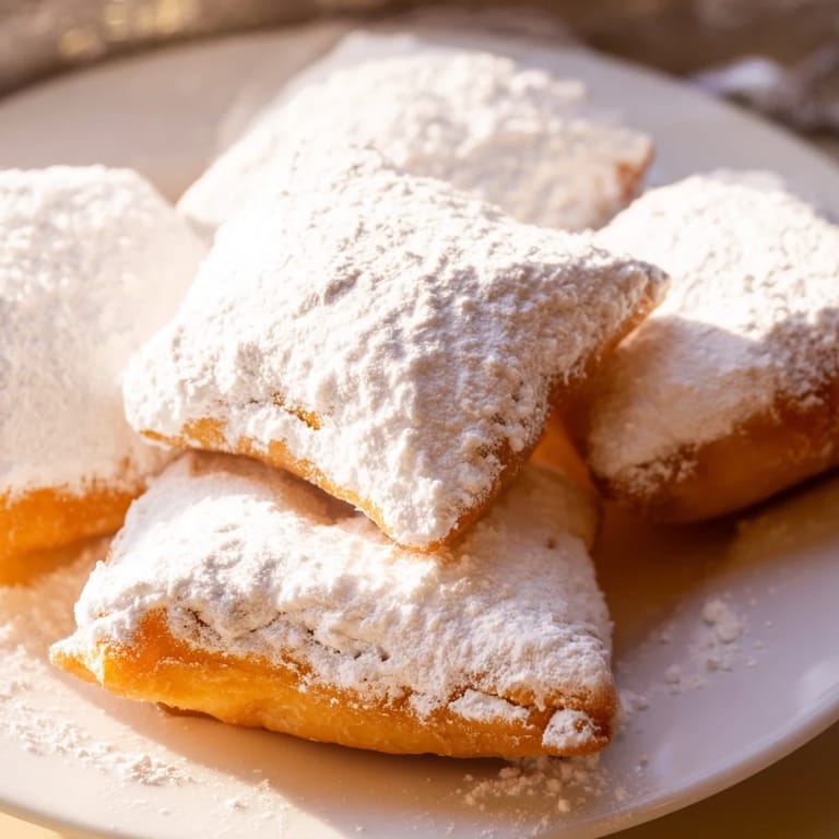 A close-up of freshly fried beignets waiting to be enjoyed, a quintessential New Orleans treat.