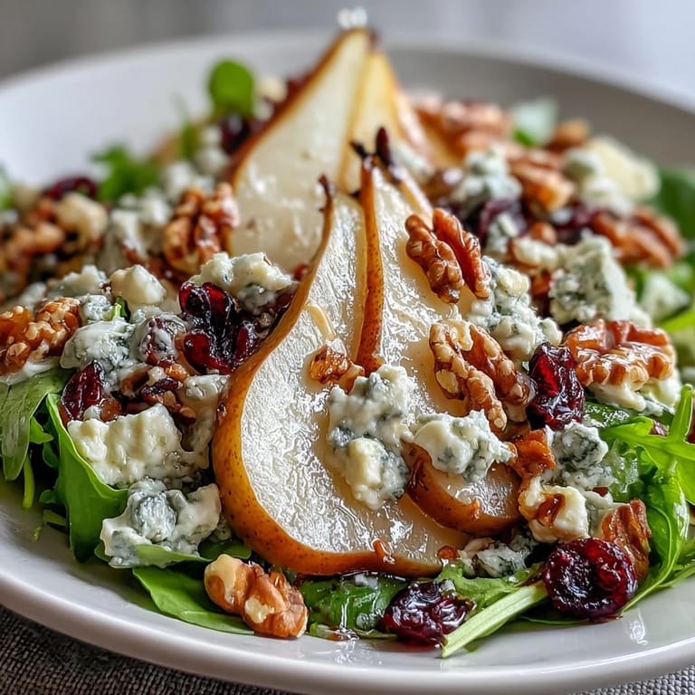 A vibrant Pear Gorgonzola Salad featuring juicy pears and creamy cheese delights.