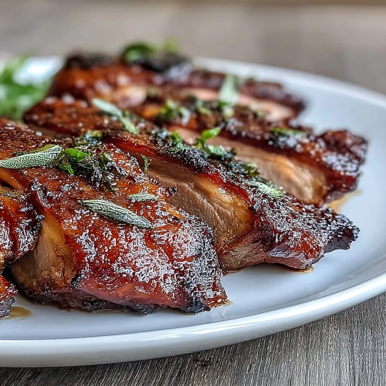 Close up of juicy Five-Spice Roast Ducks carved with a sharp knife on a platter.
