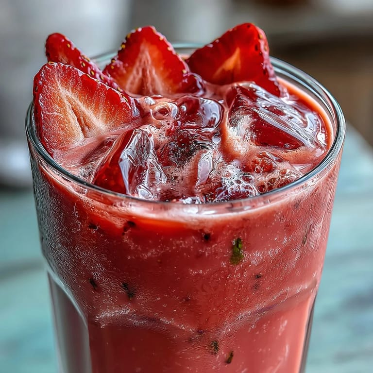 A bright, fruity Pink Starburst Refresher bursting with berry and citrus notes, perfect for a cooling summer treat.