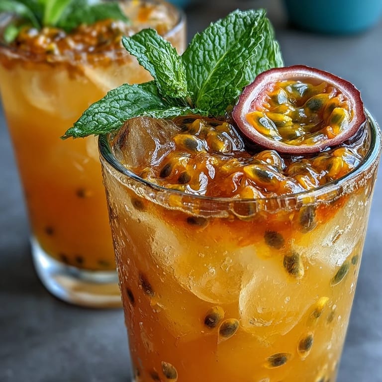 Enjoy a chilled Tropical Sunrise Mocktail with passionfruit, orange, and grenadine swirls.