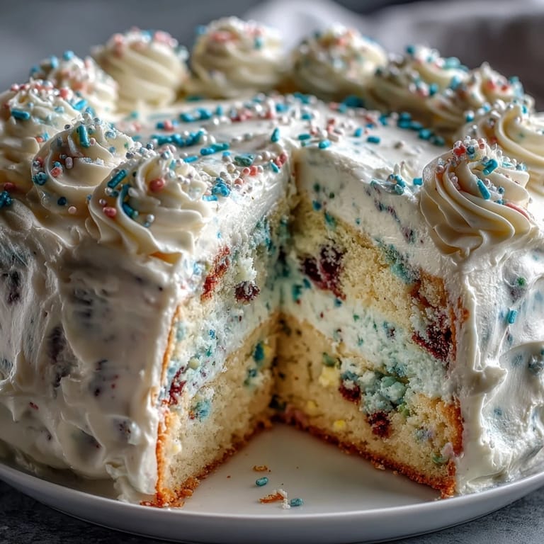Delightful Funfetti Dip Cake, a festive, easy dessert perfect for parties.