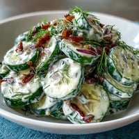 Creamy Cucumber Salad with Dill and Greek Yogurt, a light and refreshing side dish with crisp cucumbers and tangy yogurt dressing.